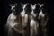 Four kangaroos in long white dresses , concept of Animal personification, created with Generative AI technology