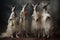 Four kangaroos in long white dresses , concept of Animal personification, created with Generative AI technology