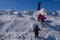 Four Kids Climbing a Snow Drift
