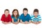 Four kids on the white background