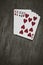 Four king vintage poker game playing cards