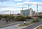 Four large cranes on construction project Southwestern Medical District in Dallas, Texas