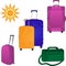 Four large suitcases and travel bag
