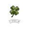 Four leaf. Clover emblem. Decorations for the holiday of St. Patrick s. Vector illustration.