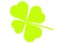 A four leaf clover with one smaller petal outline shape in light bright green white backdrop