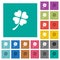 Four leaf clover square flat multi colored icons