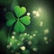 Four leaf clover with water droplets and bokeh background - generative ai