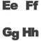 Four letters E, F, G, H. Large and small. A simple black design. Vector