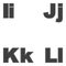 Four letters I, J, K, L. Large and small. A simple black design. Vector