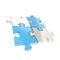 Four linked puzzle jigsaw pieces isolated