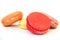 Four Macarons on white background