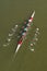 Four men rowing on Danube river