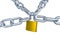Four Metallic Chains Locked with a Padlock