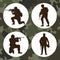 four military soldiers silhouettes