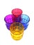 Four multi-colored glasses isolated