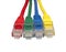 Four multi coloured ethernet network plugs