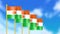 Four national flag of republic of Niger waving in wind focused on first flag