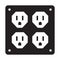 Four nema 5-15 power outlet flat vector icon for apps or websites