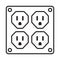 Four nema 5-15 power outlet line art vector icon for apps or websites