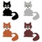 Four nice cats on white background