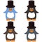 Four nice penguins on white