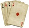 Four old dirty aces poker cards.