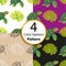 Four options seamless pattern with tropical turtle and coral