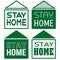 Four options of simple green houses with text `stay home`