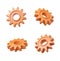 Four orange gears over white background