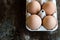 Four organic hen eggs, bio produce