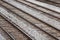Four Parallel Railroad Tracks In A Rail Yard