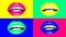 Four passionate female mouths in bright colors