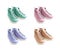 Four pastel colors mint green, lavender, beige, pink of women