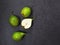 Four pears on gray background