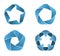 Four pentagon icons