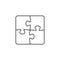 Four piece outline puzzle. Vector isolated puzzle elements