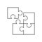 Four piece puzzle line icon on white background