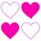 Four pink heart icons