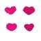 Four pink hearts on a white background