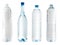 Four plastic bottle of water close caps isolated on a white background