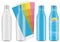 Four plastic bottles with color palette and labels