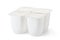 Four plastic container for dairy products