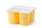 Four plastic containers for dairy products