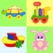 Four Playthings for Children Colorful Poster.