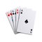 Four poker playing different cards hand together