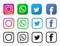 Four popular social media icons isolated on white background.