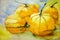 Four pumpkins. Colorful watercolor painting.