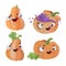 FOUR PUMPKINS Mystic Holiday Cartoon Vector Illustration Set