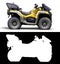 Four quad yellow bike right side view 3d render on white with alpha