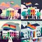 Four rainbow building concepts in LGBT advocacy style